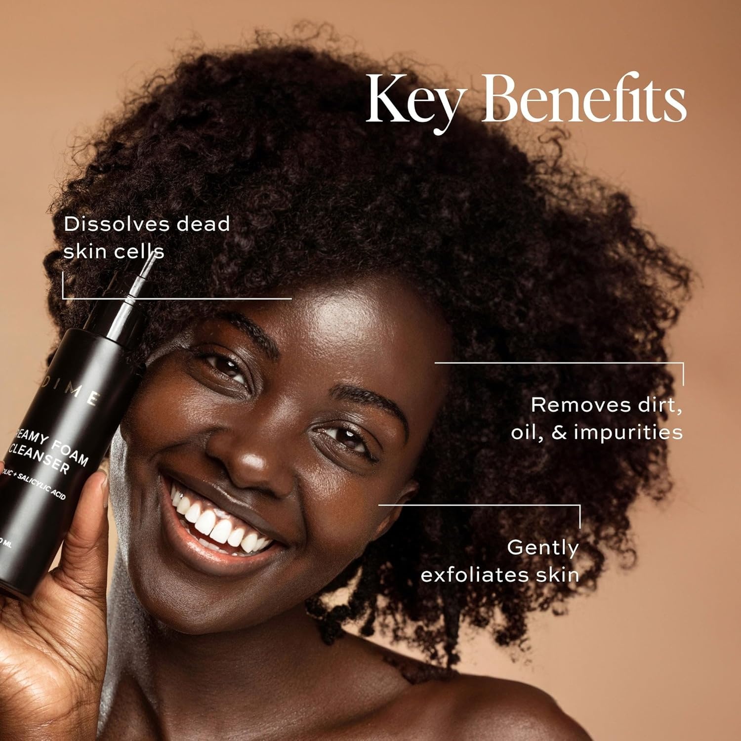 image:imageDIME Beauty Creamy Foam Cleanser Daily Foaming Face Wash with Salicylic Acid amp Glycolic Acid Gentle Exfoliating Cleanser for AcneProne amp Oily Skin Vegan CrueltyFree 4 oz 120 ml
