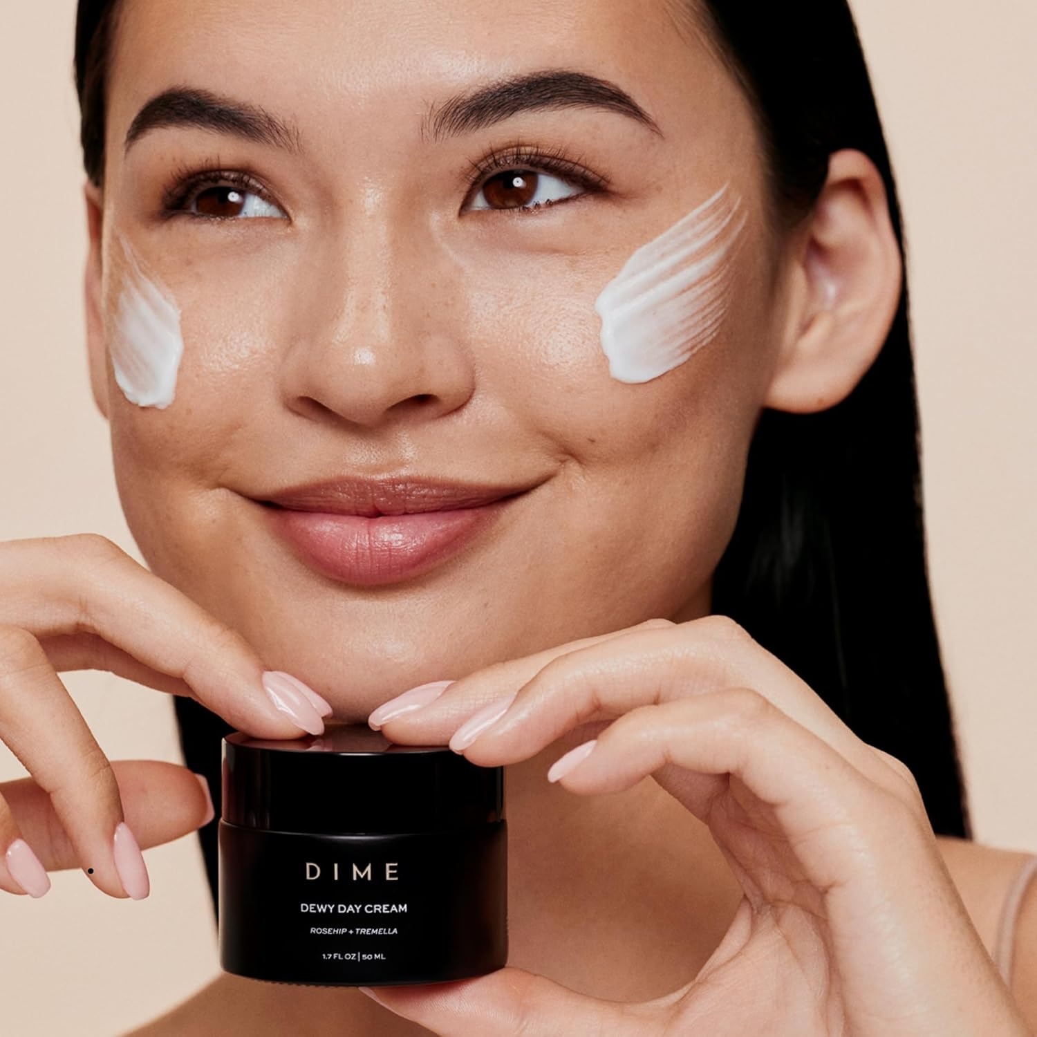 image:imageDIME Beauty Dewy Day Cream AntiAging Hydrating Face Moisturizer with Rosehip Oil Ceramides and Snow Mushroom for Dry and Combination Skin Vegan and CrueltyFree 17 oz 50 mlOff White