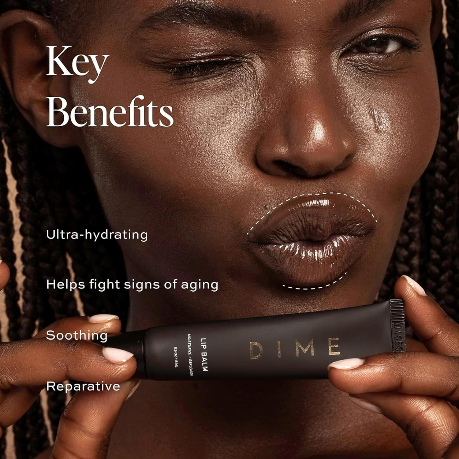 image:imageDIME Beauty Fresh Air Lip Balm Glossy Hydrating Lip Treatment with Shea Butter AntiAging Lip Care Lip Moisturizer Vegan CrueltyFree 05 oz 15 mlClear