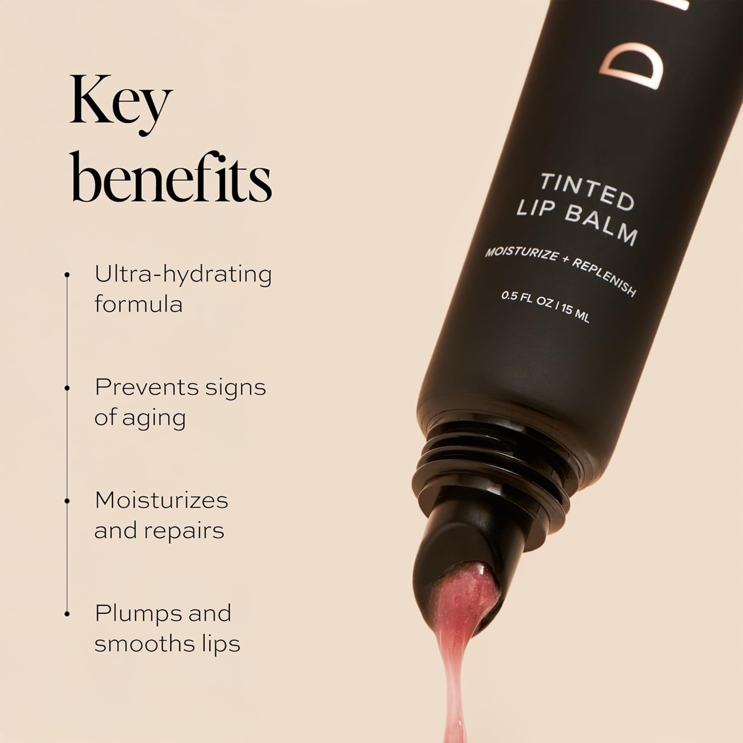 image:imageDIME Beauty Fresh Air Lip Balm Glossy Hydrating Lip Treatment with Shea Butter AntiAging Lip Care Lip Moisturizer Vegan CrueltyFree 05 oz 15 mlDesert Rose