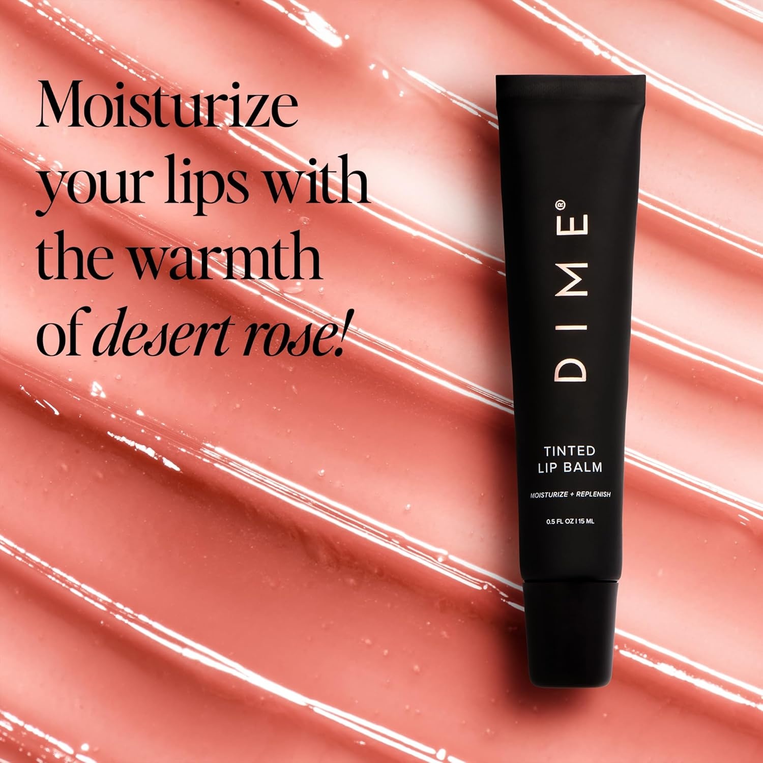 image:imageDIME Beauty Fresh Air Lip Balm Glossy Hydrating Lip Treatment with Shea Butter AntiAging Lip Care Lip Moisturizer Vegan CrueltyFree 05 oz 15 mlDesert Rose