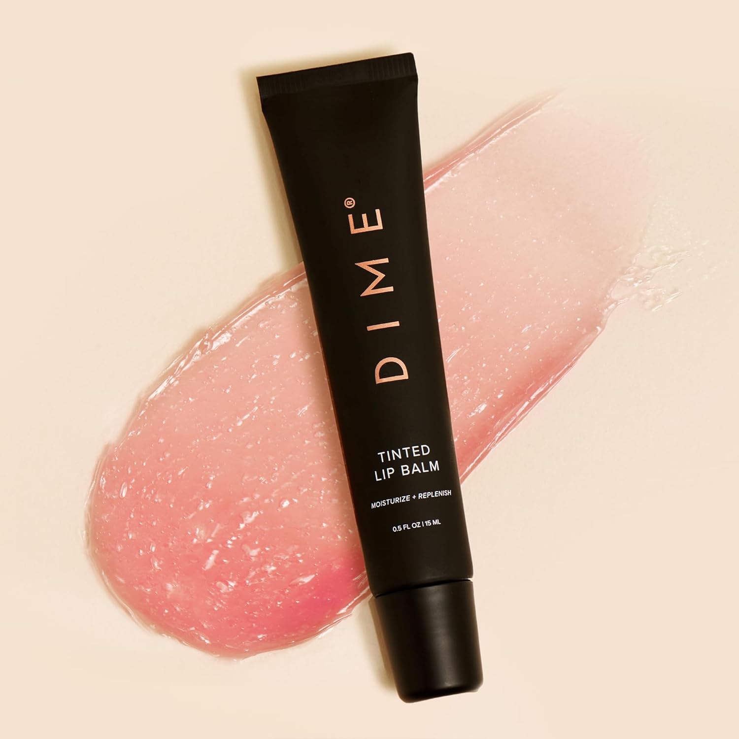 image:imageDIME Beauty Fresh Air Lip Balm Glossy Hydrating Lip Treatment with Shea Butter AntiAging Lip Care Lip Moisturizer Vegan CrueltyFree 05 oz 15 mlDesert Rose
