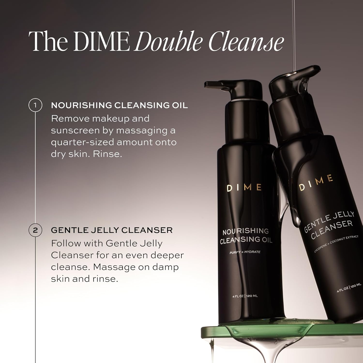 image:imageDIME Beauty Nourishing Cleansing Oil 2in1 Cleanser amp Makeup Remover with Meadowfoam Jojoba amp Elderberry Oil Hydrating Oil Face Wash for All Skin Types Vegan CrueltyFree 4 oz 120 ml