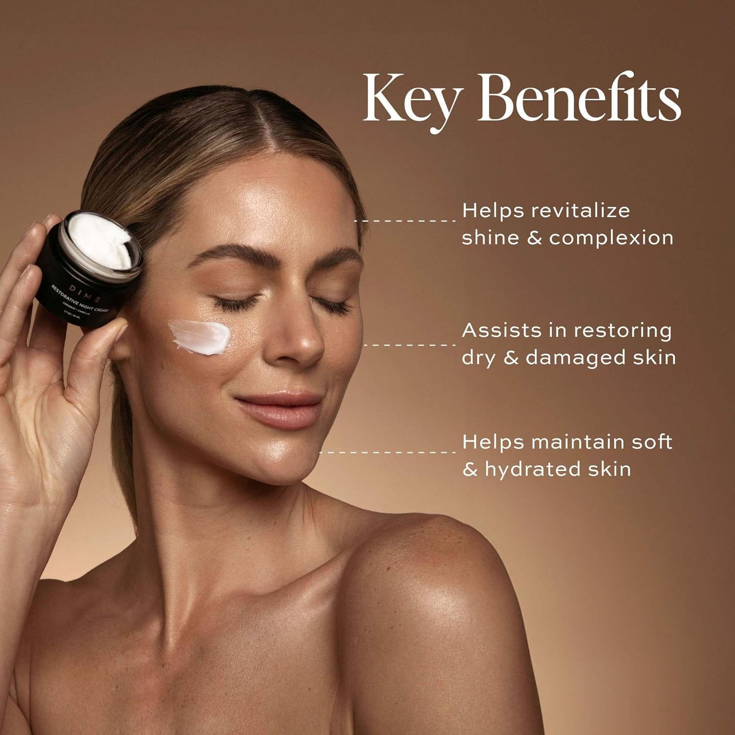 image:imageDIME Beauty Restorative Night Cream AntiAging Face Moisturizer with Ceramides Peptides Sea Buckthorn and Squalane Hydrating for Fine Lines and Wrinkles Vegan CrueltyFree 17 oz 50 mlPump