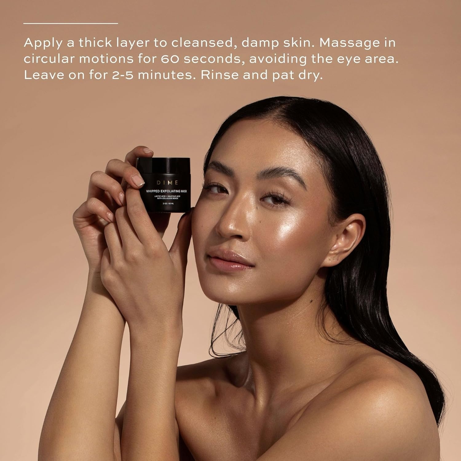image:imageDIME Beauty Whipped Exfoliating Face Mask Gentle Scrub with Salicylic Acid Lactic Acid and 3Size Cellulose Beads Pore Cleansing Smoothing Facial Exfoliator 2 oz 60 ml