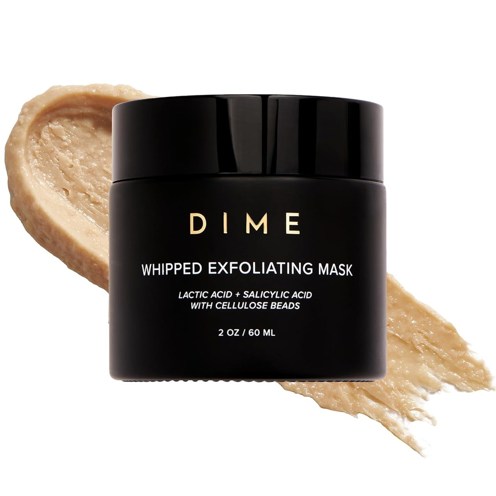 image:imageDIME Beauty Whipped Exfoliating Face Mask Gentle Scrub with Salicylic Acid Lactic Acid and 3Size Cellulose Beads Pore Cleansing Smoothing Facial Exfoliator 2 oz 60 ml