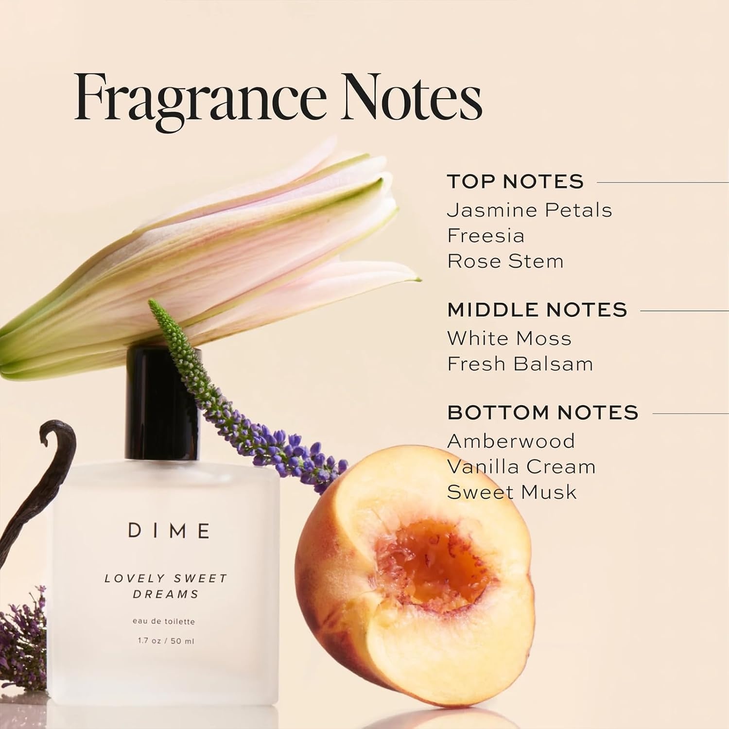 image:imageDIME Beauty Lovely Sweet Dreams Travel Perfume Soft Floral Perfume for Women with Freesia Vanilla Cream amp Amber Eau de Toilette Spray Vegan 034 oz 10 ml17 Fl Oz Pack of 1