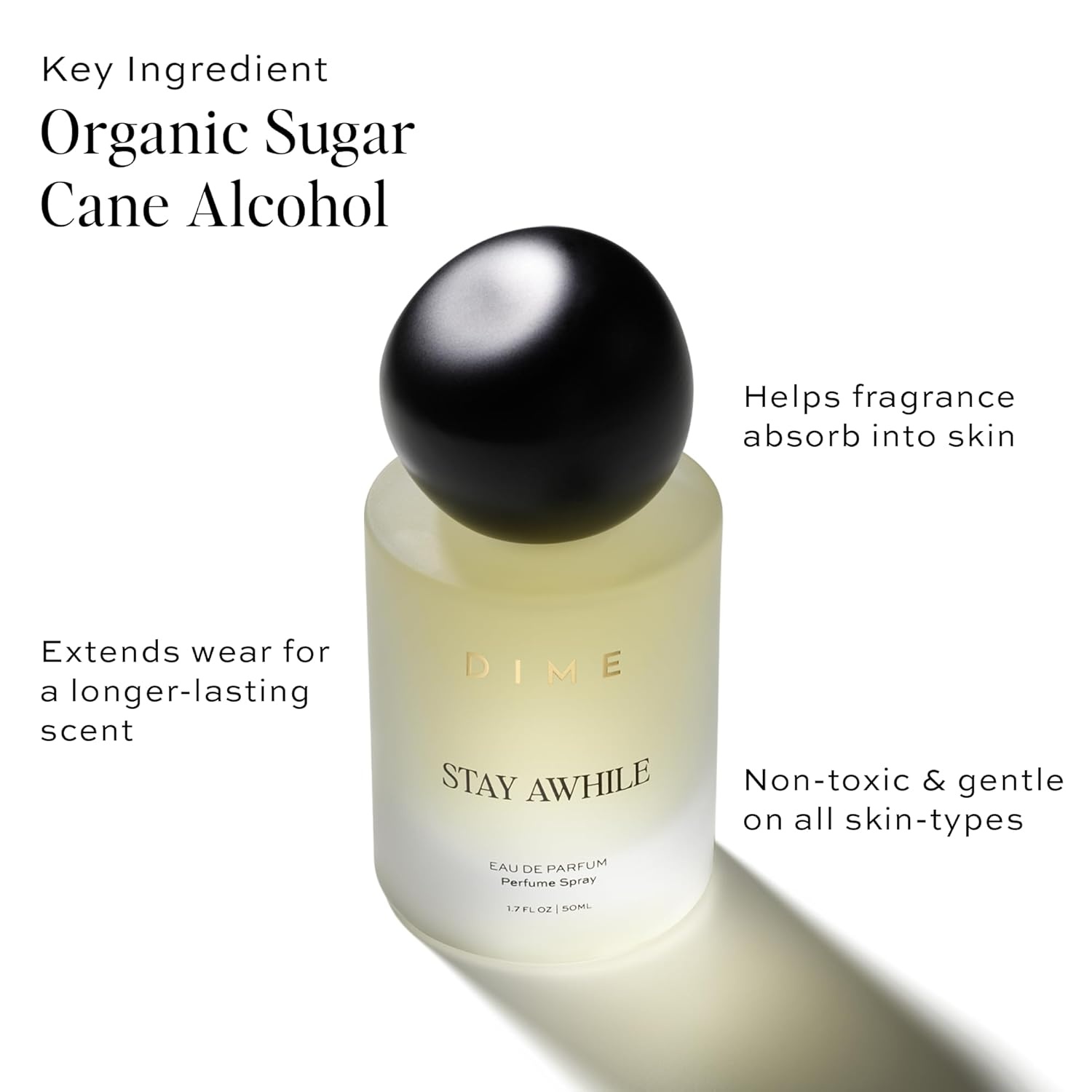 image:imageDIME Beauty Stay Awhile Perfume for Women Warm Gourmand with Toasted Pistachio Cashmere Musk and Vanilla Bean Clean Vegan CrueltyFree Fragrance 17 oz 50 mlClear